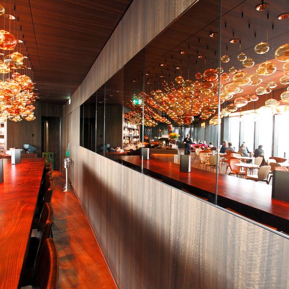 Smoked figured eucalyptus veneer for Prime Tower in Zurich
