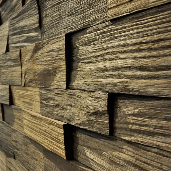 wall panel Split wood veneer Oak smoked