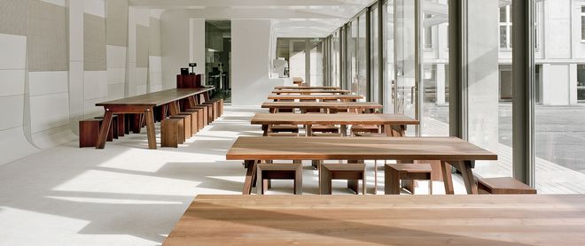 Solid wood smoked acacia for refectory