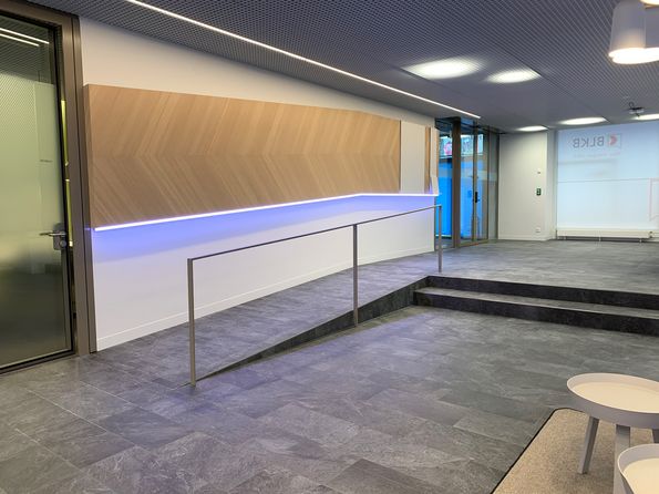 Reference project BLKB Aesch remodelling with European oak veneer Real wood veneer European oak