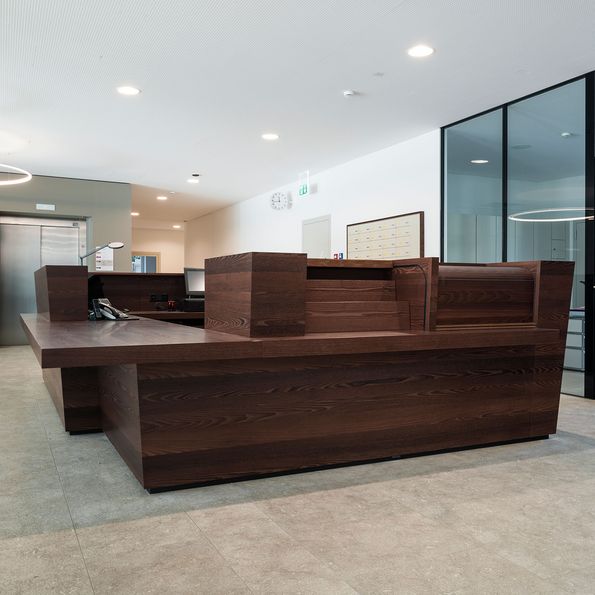 Veneer Robinia smoked, reception desk