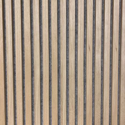 Acoustic wall cladding with VENEER EXPRESS acoustic oak with gray fleece