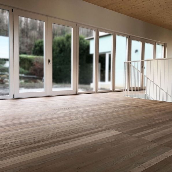 Kitchen remodeling, oak parquet, kitchen in birch veneer