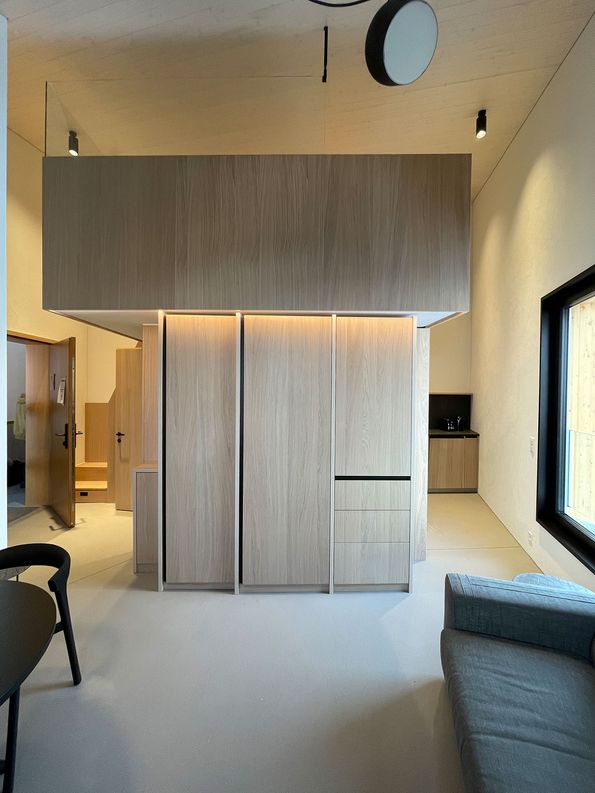 Cosy micro flat with oak veneer