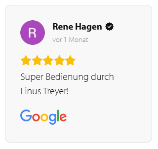5 Sterne Google Bewertung Roser AG Super Bedienung durch Linus Treyer - 5 Sterne Bewertung Rene Hagen