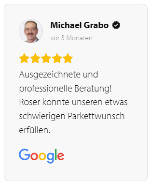 5 Sterne Google Bewertung Roser AG Ausgezeichnete und professionelle Beratung - 5 Sterne Bewertung Michael Grabo
