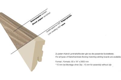 Sockelleisten zu Kaindl Laminatfussboden Trägerplatte MDF / 2600 x 50 x 18mm zu Dek. SP30 Eiche Trea