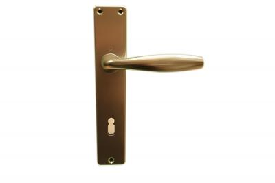 Drückergarnitur Aluminium eloxiert inkl. Schild BB 78mm für Buntbart