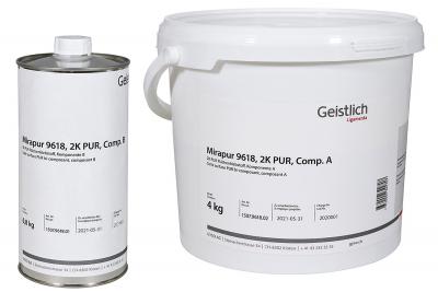 Mirapur 9618 2K PUR-Set Flächenklebstoff Set Kessel à 4 kg/1 Fl. Härter à 600gr (Komp. A und Komp. B)
