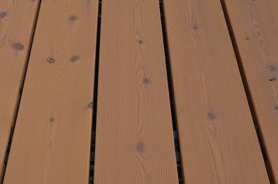 ThermoWood Premium-Terrassendiele Kiefer gebürstet geölt, seitlich genutet Hell